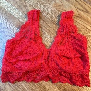 American Eagle Aerie REAL GOOD cherry red lace Bralette- Large DD